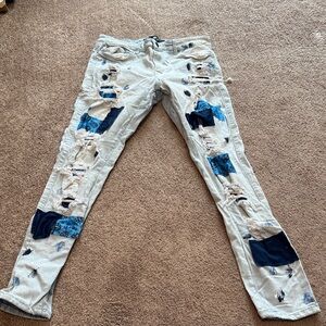 Men's Light Blue Distressed Skinny Jeans 32x32